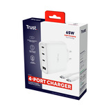 Trust Maxo USB-C GaN Oplader 65W  Wit, Power Delivery, 3x USB-C, 1x USB-A