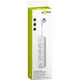 goobay 3-Weg Stekkerdoos met schakelaar en USB Wit, kabel 1.5 meter, 2x USB-A