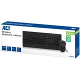 ACT Connectivity Draadloos toetsenbord en muisbundel desktopset Zwart, US lay-out (QWERTY), 100%, 800 - 1600 DPI