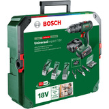 Bosch UniversalImpact 18V + SystemBox gereedschapsset Groen, 2x PBA 18V 2.0Ah Accu, AL18V-20 lader inbegrepen