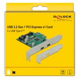 DeLOCK PCIe x1 naar 2x externe SuperSpeed USB-C 3.2 Gen 1 usb-controller 