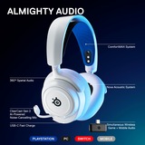 SteelSeries Arctis Nova 7P Wireless over-ear gaming headset Wit/blauw, 2,4 GHz, Bluetooth, Pc, PlayStation 4, PlayStation 5, Nintendo Switch, Meta Quest 2
