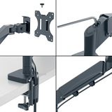Leitz Ergo Ruimtebesparende Dubbele Monitor- en Laptoparm monitorarm Donkergrijs