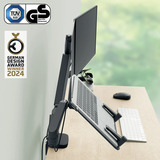 Leitz Ergo Ruimtebesparende Dubbele Monitor- en Laptoparm monitorarm Donkergrijs