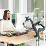 Leitz Ergo Ruimtebesparende Dubbele Monitor- en Laptoparm monitorarm Donkergrijs