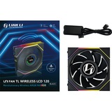 Lian Li UNI FAN TL120 LCD Reverse Blade Wireless Single Pack case fan Zwart, 4-pin PWM + 1x 9-pin USB