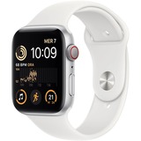 Apple Watch SE smartwatch Zilver, 44mm, Wit sportbandje, Aluminium, GPS + Cellular
