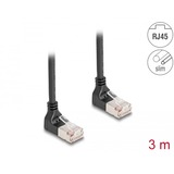 DeLOCK RJ45 Network Cable Cat.6A S/FTP Slim 90° upwards / upwards angled 3 m kabel Zwart