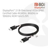 Club 3D Gecertificeerde DisplayPort 2.1 kabel Zwart, 1,6 meter, 10K