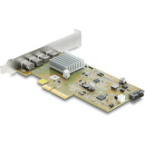 DeLOCK PCI Express x4 Card to 2 x external USB Type-C 40 Gbps (DP Alt Mode) female interface kaart Low Profile Form Factor