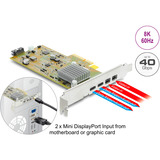 DeLOCK PCI Express x4 Card to 2 x external USB Type-C 40 Gbps (DP Alt Mode) female interface kaart Low Profile Form Factor