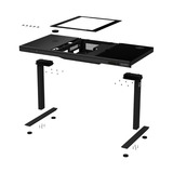 LORGAR Desk Elite 90 Series Glass tafel behuizing Zwart/transparant | 3x USB-A | 2x USB-C | RGB | Tempered Glass