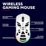 Trust GXT 932W Volyx Ultralichte Draadloze Gaming Muis Wit, 12.000 DPI, 2.4GHz / Bluetooth / USB, RGB