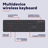 Trust Vaiya Draadloos toetsenbord Zwart, US lay-out, Bluetooth / 2.4GHz