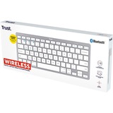 Trust Wireless Bluetooth keyboard, toetsenbord Grijs/wit, US lay-out, Scissor switches, Bluetooth 4.0