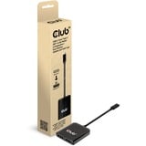 Club 3D USB 3.2 Gen2 type-C (DP Alt-Mode) naar DisplayPort Dual Monitor 4K60Hz M/F MST Hub displayport splitter Zwart