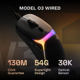 Glorious Model O 3 Wired gaming muis Zwart (mat), Tot 30.000 dpi, RGB