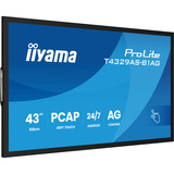 iiyama ProLite T4329AS-B1AG 42.5" 4K Ultra HD Public Display Zwart, Touch, HDMI, USB-C, Audio, LAN, WiFi 5, Android 14