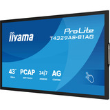 iiyama ProLite T4329AS-B1AG 42.5" 4K Ultra HD Public Display Zwart, Touch, HDMI, USB-C, Audio, LAN, WiFi 5, Android 14