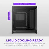 NZXT H6 midi tower behuizing Zwart | 2x USB-A | 1x USB-C | Tempered Glass