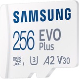 Samsung EVO Plus microSDXC (2024), 256 GB geheugenkaart Wit, U3, V30, A2, Incl. SD-Adapter