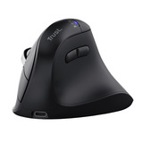 Trust Vyran Ergonomische Muis Verticaal Hyperscrollwiel  Zwart, 1000-4800 Dpi, 2.4GHz USB-A (USB-C), 2x Bluetooth