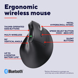 Trust Vyran Ergonomische Muis Verticaal Hyperscrollwiel  Zwart, 1000-4800 Dpi, 2.4GHz USB-A (USB-C), 2x Bluetooth