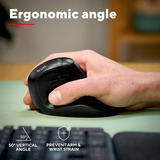 Trust Vyran Ergonomische Muis Verticaal Hyperscrollwiel  Zwart, 1000-4800 Dpi, 2.4GHz USB-A (USB-C), 2x Bluetooth