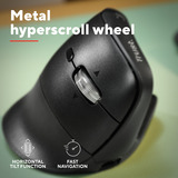 Trust Vyran Ergonomische Muis Verticaal Hyperscrollwiel  Zwart, 1000-4800 Dpi, 2.4GHz USB-A (USB-C), 2x Bluetooth