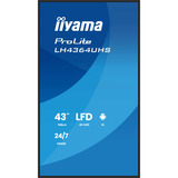 iiyama ProLite LH4364UHS-B1AG 43" 4K Ultra HD Public Display Zwart, HDMI, LAN, WiFi, Audio, USB, Android 14
