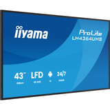 iiyama ProLite LH4364UHS-B1AG 43" 4K Ultra HD Public Display Zwart, HDMI, LAN, WiFi, Audio, USB, Android 14
