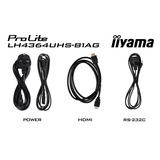 iiyama ProLite LH4364UHS-B1AG 43" 4K Ultra HD Public Display Zwart, HDMI, LAN, WiFi, Audio, USB, Android 14