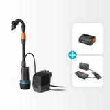 GARDENA Accu Regentonpomp 2400 ComfortAutomatic 18V P4A Gebruiksklare set incl. accu en oplader Donkergrijs/zwart, 14605-20 | Pomp | Accu | Oplader | Buis en aansluiting