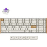 Keychron K4 HE-Q1 Special Edition, toetsenbord Wit/houtkleur, US lay-out, Gateron Double-Rail Magnetic Nebula, 96%, OSA Double-shot keycaps, Hot Swap, Bluetooth / USB-C / 2.4 GHz