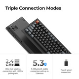 Keychron V3 Ultra 8K Wireless Custom Mechanical Keyboard Zwart, US lay-out (QWERTY), Keychron Silk POM Red, 80% (TKL)	, 80% TKL, RGB, Hot swap, 2.4 GHz / Bluetooth 5.3 / USB-C