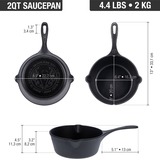 Victoria Sauspot 1,9 liter, Ø20 cm, Seasoned kookpan Zwart, Color packaging