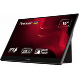ViewSonic USB-C Multi-Touch Portable Monitor TD1655 16" Zwart, 1x Mini HDMI, 2x USB-C