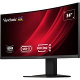ViewSonic UWQHD Curved Docking Monitor met KVM-switch VG3419C 34" UltraWide Zwart (mat), 1x DisplayPort, 1x HDMI, 1x USB-C, 3x USB-A, 1x RJ-45, 120 Hz