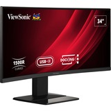 ViewSonic UWQHD Curved Docking Monitor met KVM-switch VG3419C 34" UltraWide  Zwart (mat), 1x HDMI, 1x Displayport, USB-A, USB-B, USB-C, LAN, audio