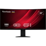ViewSonic UWQHD Curved Docking Monitor met KVM-switch VG3419C 34" UltraWide  Zwart (mat), 1x HDMI, 1x Displayport, USB-A, USB-B, USB-C, LAN, audio