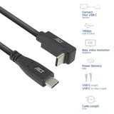 ACT Connectivity USB 3.2 USB-C (recht) naar USB-C (omhoog/omlaag haaks) kabel Zwart, 10 Gbit/s, 60W, 0,5 meter