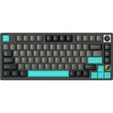 HelloGanss HS75T Obsidian, toetsenbord Zwart/grijs, US lay-out, Gateron Yellow, 75%, RGB leds, PBT Doubleshot keycaps, hot swap, 2,4 GHz / Bluetooth / USB-C