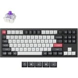 Keychron Q3 HE QMK-M1 RGB mechanisch toetsenbord Zwart, US lay-out (QWERTY), Gateron Double-Rail Magnetic Nebula, 80% (TKL)	, RGB leds, 80% TKL, OSA double-shot PBT, hot swap, Knob, 2.4GHz | Bluetooth 5.1 | USB-C
