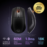 SteelSeries Rival 3 Wireless Gen 2 gaming muis Zwart, 18.000 dpi, RGB, 2.4GHz / Bluetooth 5.0