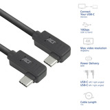 ACT Connectivity USB 3.2 USB-C (links/rechts haaks) naar USB-C (links/rechts haaks) kabel Zwart, 10 Gbit/s, 60W, 1 meter