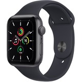 Apple Watch SE smartwatch Grijs/zwart, 44mm, sportarmband, aluminium behuizing