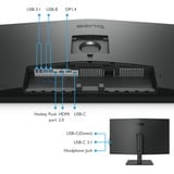 BenQ PD3205U 32" 4K UHD monitor Donkergrijs, HDMI, DisplayPort, 3x USB-A 3.2 (5 Gbit/s), 2x USB-B, USB-C 3.2 (5 Gbit/s)