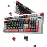 Monka Storm KG991W RGB mechanisch gaming toetsenbord Wit, US lay-out (QWERTY), MONKA Violet, 96%, PBT, RGB, Hot-Swap, 2.4 GHz / Bluetooth / USB