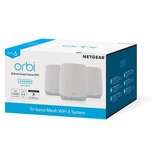 Netgear ORBI RBK763s Tri-band Mesh WiFi 6 Systeem mesh router Wit, 1x ORBI-router (RBR760) + 2x ORBI-satelliet (RBS760), Dekking tot 525 m²