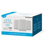 Netgear Orbi RBK763s Tri-band Mesh WiFi 6 Systeem mesh router Wit, 1x Orbi-router (RBR760) + 2x Orbi-satelliet (RBS760), Dekking tot 525 m²
